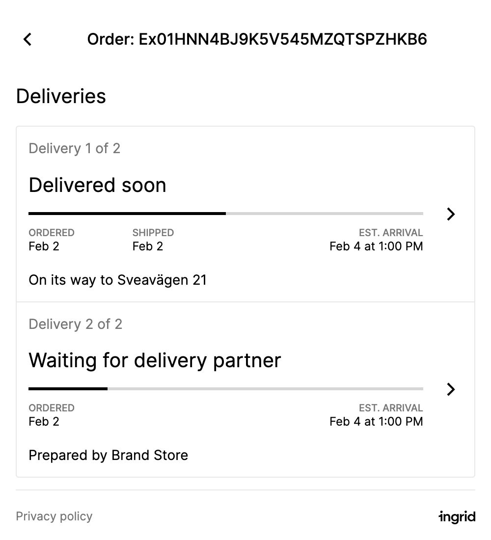 Tracking Multiparcel Order View