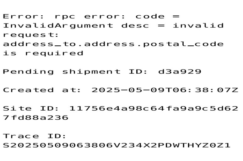 Error label print out example