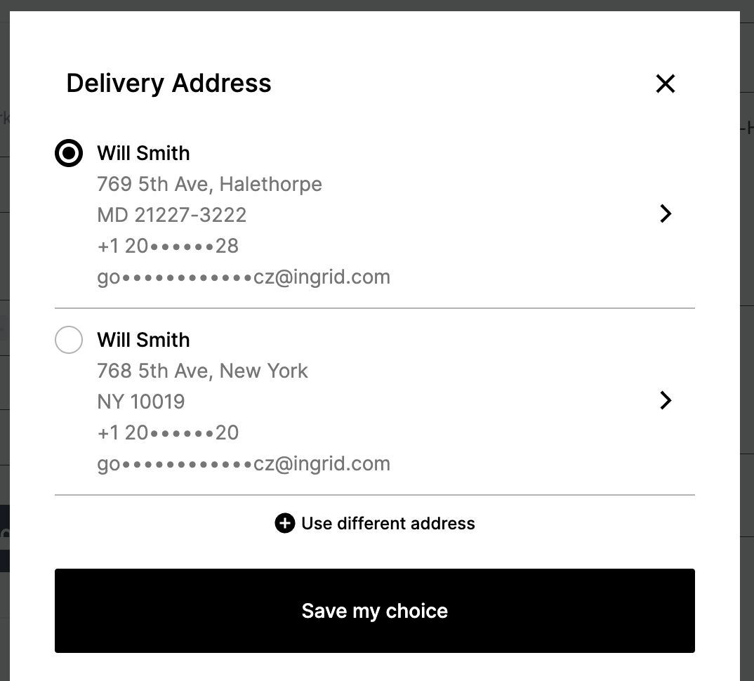 Ingrid Checkout Widget - Address Book