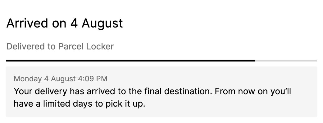 Parcel ready to be picked up alert